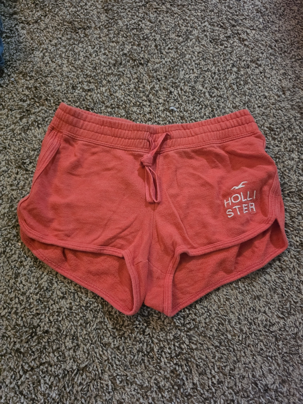 Hollister Women's Coral Red Terry Shorts - Drawstring Waist